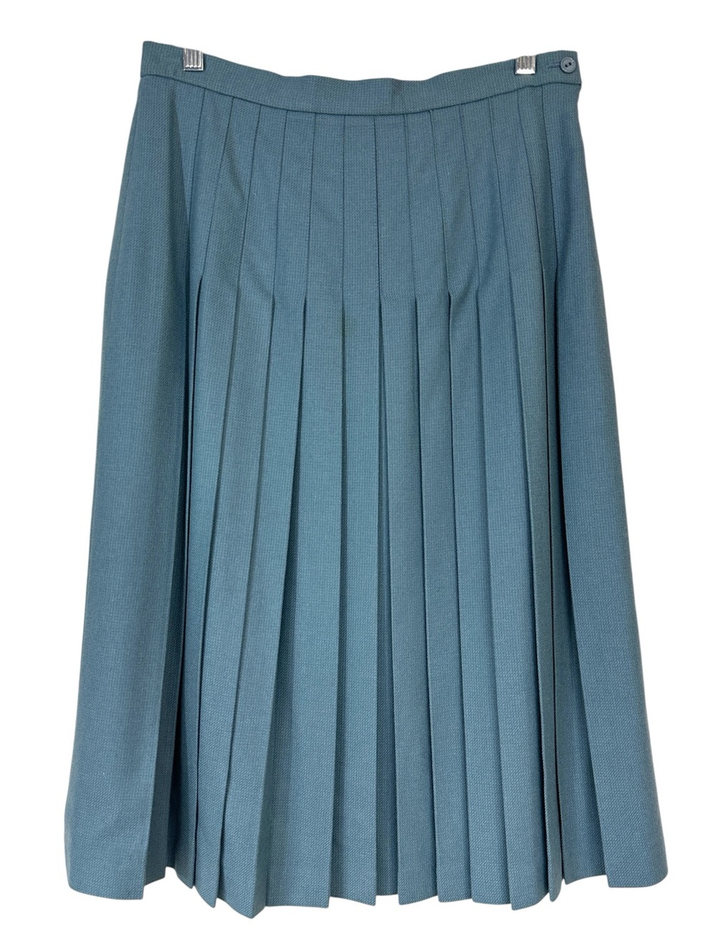 Pitlochry Of Scotland 100% New Wool Dusty Blue Pleated Skirt
